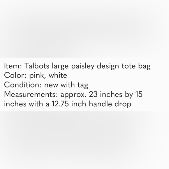 NWT Talbots Paisley Tote Bag - Picture 9 of 9